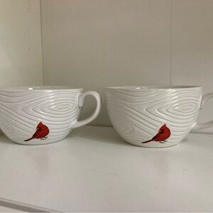 Temptations White Mugs with Red Cardinal Design